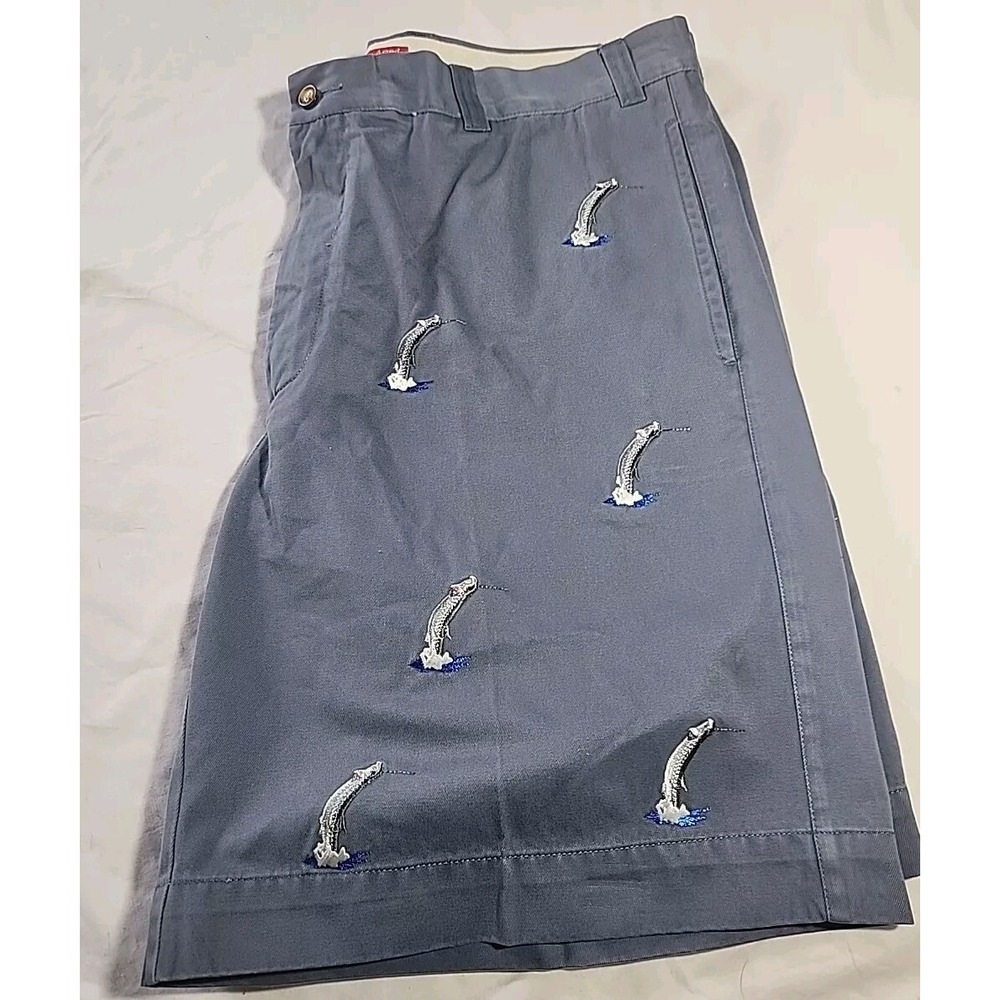 Vintage Orvis Stone Washed & Aged Embroided Tarpon Fishing Shorts RARE‎ Size 40